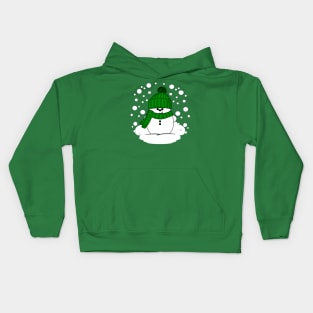 Cheeky Christmas Snowman with Green Hat and Scarf Kids Hoodie